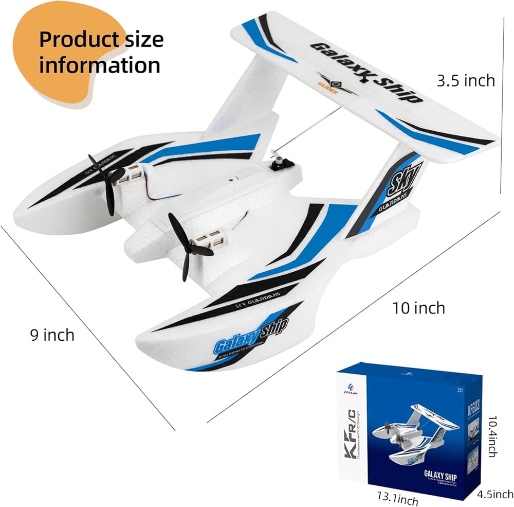Roofworld RC Plane Boat Glider KF603 Sea and Air Water Land Flying 2.4G 3CH EPP Foam Blue , For Age  Group 18+
