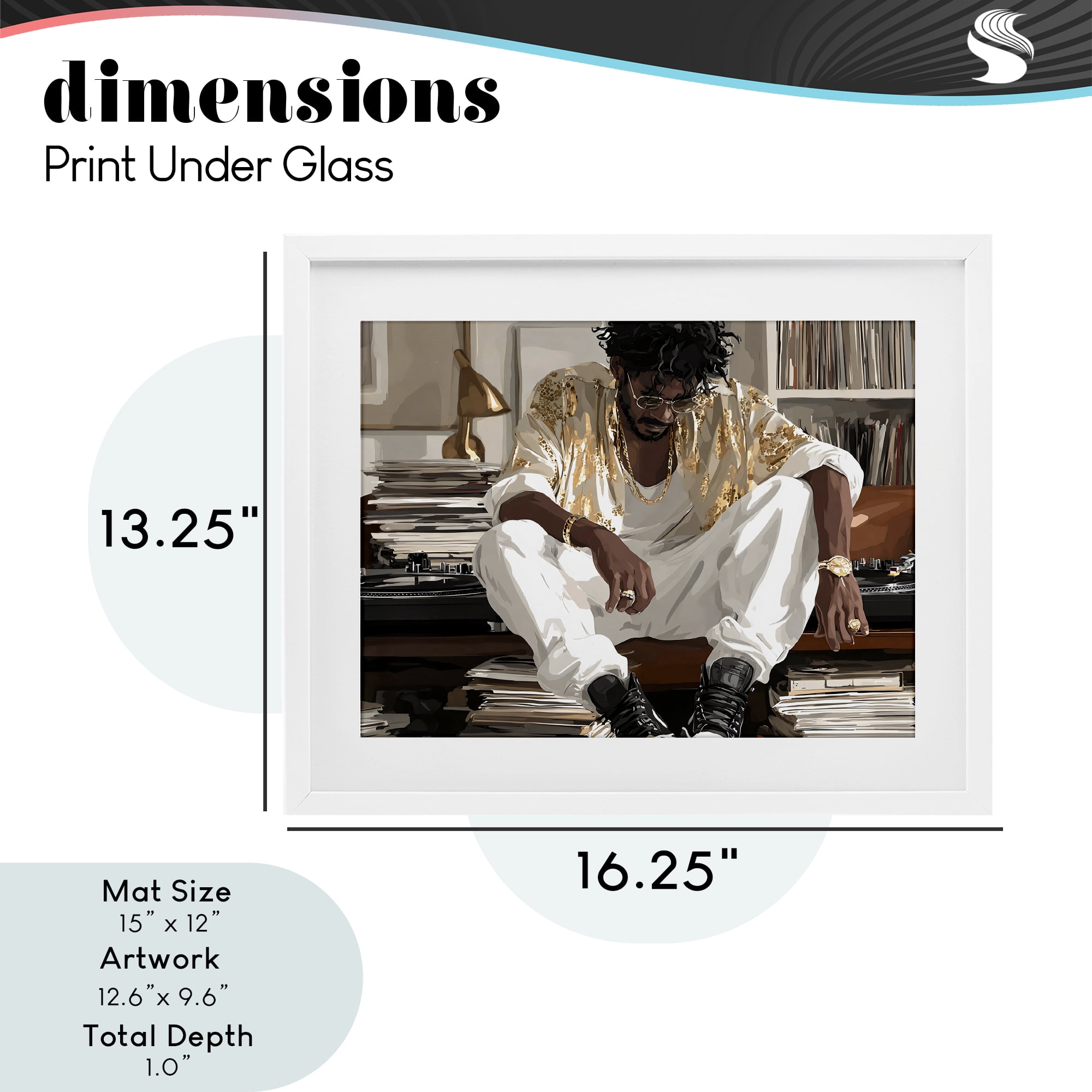 Stupell Industries DJ with Record Collection White Framed Print Under Glass, design by Franklyn Gregory
