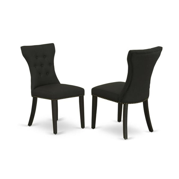 Set of 2 Chairs Gallatin Parson Chair with Black Finished Leg and Black Color Fabric Color