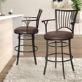 thumbnail image 2 of Bayview Tabouret de Bar Pivotant en Métal avec Siège en Microsuède Marron, 2 of 9