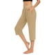 thumbnail image 2 of Pantalones Elásticos de la Cintura para las Mujeres Sólidos Recortados Elásticos Elegantes, Pantalones de Bolsillo Casuales para el Uso Diario de Primavera Verano, Tela de Poliéster, 2 of 8