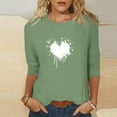 thumbnail image 2 of Tuniques Grande Taille pour Femmes, Mode Printemps/été 2025, T-shirt à Manches 3/4, Col Rond, Vert P, 2 of 4