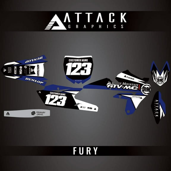 Attack Graphics Custom Fury Complete Bike Graphics Kit for Yamaha YZ450F 2014