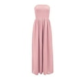 thumbnail image 2 of Dyfzdhu Jumpsuits for Women Strapless Tube Wide Leg Smocked Casual Off Shoulder Loose Long Pants Rompers Pink, 2 of 4