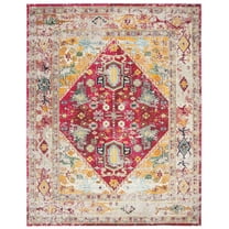 SAFAVIEH Monaco Amilia Overdyed Geometric Area Rug, Fuchsia/Light Grey, 9' x 12'