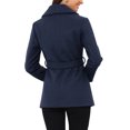thumbnail image 3 of INSPIRE CHIC Trench Coats with Belt for Women's Shawl Collar A Line Outerwear Winter Jacket Pea Single Breasted Coat L Dark Blue, 3 of 6