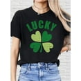 thumbnail image 2 of T-shirt Graphique Trèfle Chanceux pour Femmes - 100 % Coton, Col Rond Décontracté Manches Courtes, Coupe Confortable, Design Trèfle à Quatre Feuilles Classique Blanc avec Vert, Style Décontracté/chemise en Tissu Lisse, 2 of 8