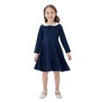 thumbnail image 2 of Gubotare Winter Toddler Girl Clothes Summer Print Ruffle Long Sleeve Dress (Navy,7-8 Years), 2 of 5