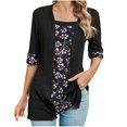 thumbnail image 2 of Fiudx Liquidación de Ofertas Flash Blusas de Manga Corta con Estampado Informal a La Moda para Mujer, 2 of 7