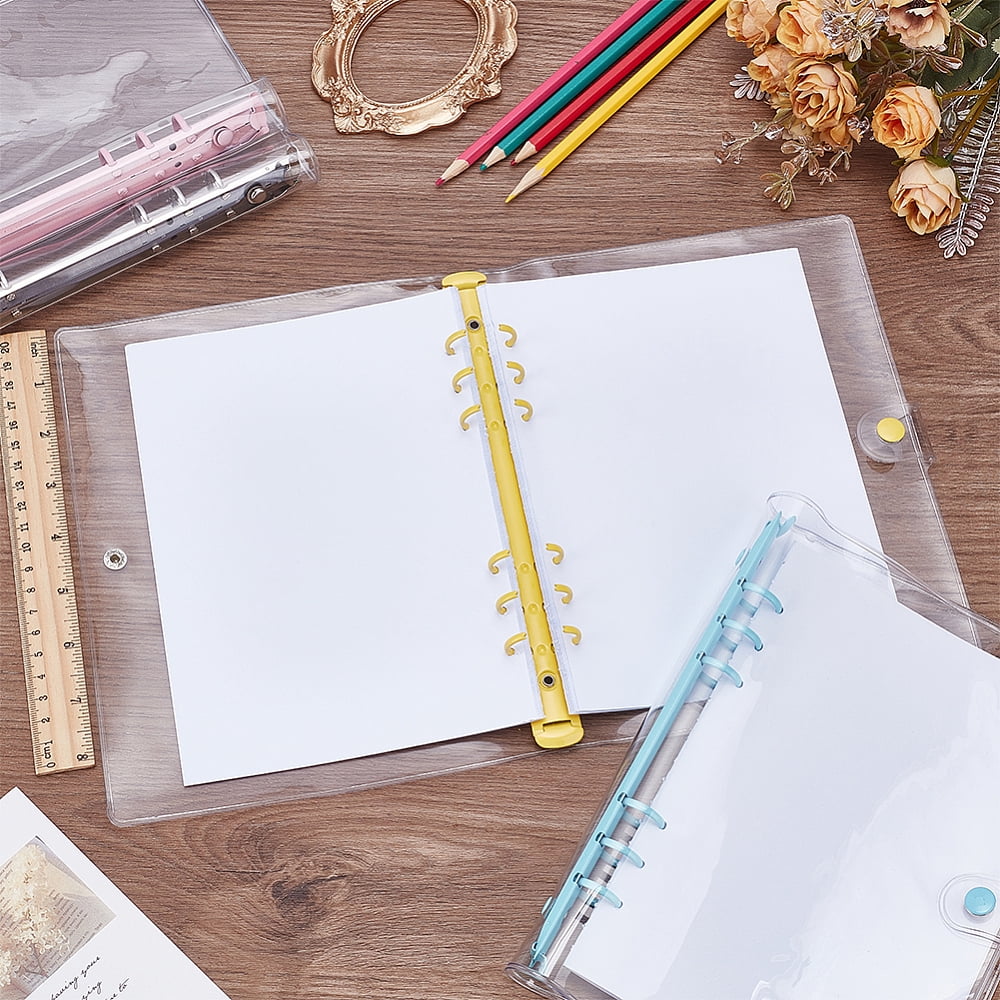 4Pcs A5 Transparent Soft PVC 6-Ring Binder Cover 4Color Soft Notebook Planner Folder PVC Covers Binder 6-Hole Binders Notebook