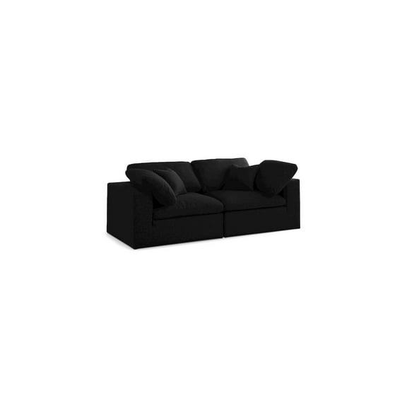 Meridian Furniture Serene Black Linen Fabric Modular 2 Piece Loveseat