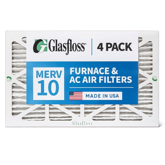 Glasfloss ZL 16x30x1 MERV 10 Pleated AC Furnace Air Filters. Box of 4. Exact Size: 15-5/8 x 29-5/8 x 7/8