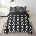 thumbnail image 2 of Manfei Halloween Skull 7pcs Bedding Comforter Set,Gothic Skeleton Queen Bedding Sets,White Black Queen Sheet Sets For Children,Breathable Home Decor Reversible, 2 of 8