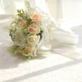 thumbnail image 6 of Handmade Bride Bouquet with Artificial Roses Peony in White and Champagne Optional for Church Weddings, 6 of 9