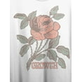 thumbnail image 2 of Vintage Rose Growth Crew Neck Short Sleeve Women's White Crop T-shirt-Medium, 2 of 3