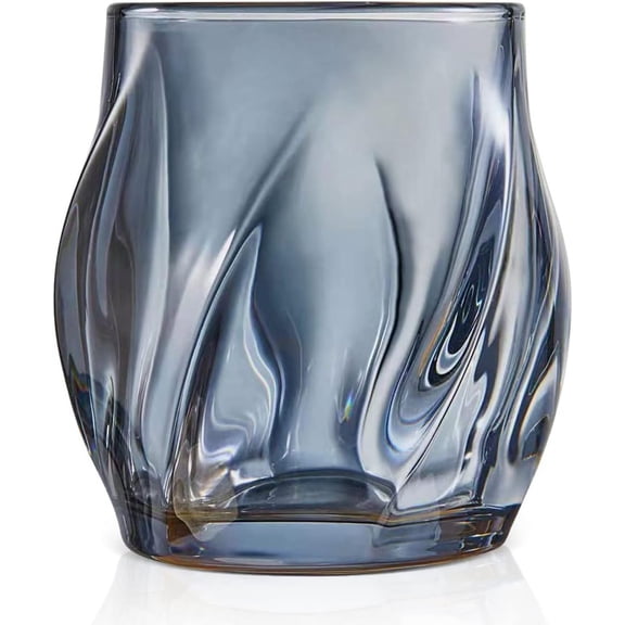 Smoke Whiskey Glasses, Twisted Crystal Old Fashioned Cocktail Tumblers, 8.5 oz, 2 Pack