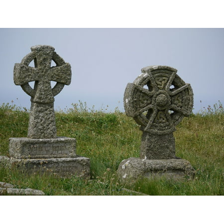 Canvas Print 19 Celtic Cross Roof Century Old Tombstone Moss Stretched Canvas 10 x 14