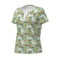 thumbnail image 2 of Goofa Rabbit And Carrot Pattern Womens Deep V Neck Low Cut Tops Casual Summer Short Sleeve Ribbed Knit T-Shirts-X-Large, 2 of 5