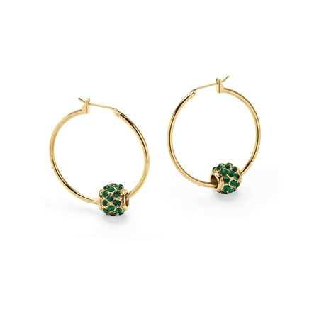 - Birthstone Bead Hoop Earrings in Yellow Gold Tone (1