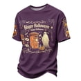 thumbnail image 2 of KLHDSF Mens Lightweight Breathable Halloween Graphic Top Short Sleeve Crewneck Casual Daily T-Shirt Purple L, 2 of 5