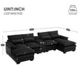 thumbnail image 2 of 123" Modern Sectional Sofa U Shaped Sofa Couch, Comfy Sleeper Sofa Couch with Console, Cupholders & USB Ports, 6-seat Upholstered Symmetrical Sofa Furniture for Living Room Apartment, Velvet, Black, 2 of 9