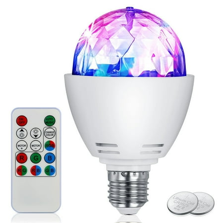 Bonrich Disco Light Bulb LED Party Bulb 3W E27 Rotating Stage Strobe DJ Dance with Remote Control for Bar Karaoke Club