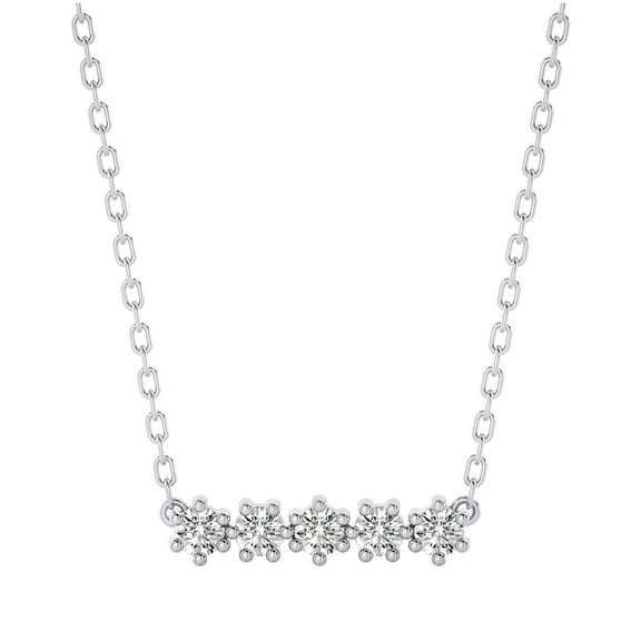 DIAMOND CLUB 0.5 Carat Lab Grown Diamond 5 Stone Diamond Bar Necklace in 14K White Gold – Elegant Jewelry for Women Suitable for All Seasons