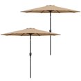 thumbnail image 1 of Sombrilla de patio Simple Deluxe de 9 pies con inclinación y manivela, paquete de 2 unidades en T, 1 of 8