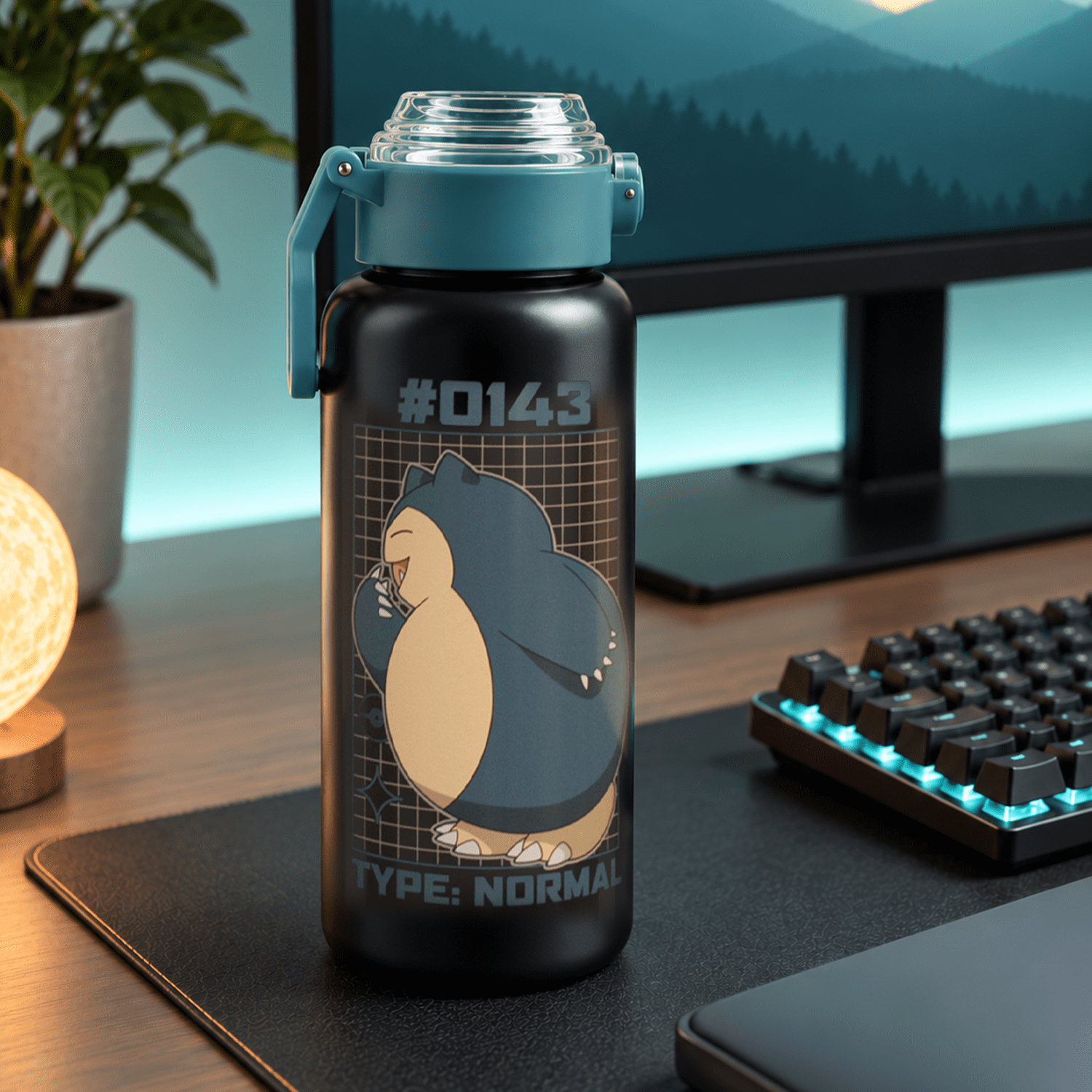 Pokémon Snorlax 32oz Stainless Steel Water Bottle with Flip Lid and Spout