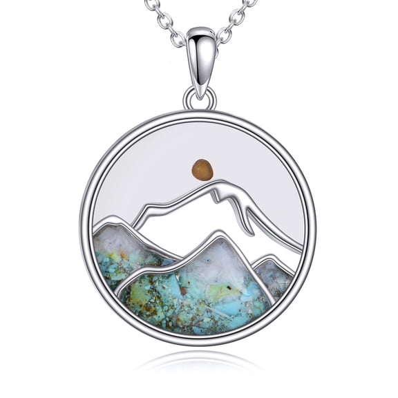 Mustard Seed Faith Necklace, Your Faith Can Move Mountain, Sterling Silver Cross Pendant Christian Jewelry for Women Mom (Turquoise Seed Necklace)