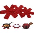 thumbnail image 1 of 15 protectores de ollas y sartenes (rojos) Protector de sartenes acolchado de fieltro con 3 tamaños de almohadillas divisorias separadas para proteger las superficies de los utensilios de cocina y evi, 1 of 5