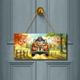 thumbnail image 2 of Hello Fall Autumn Wreath Saint Bernard Pumpkins Pickup Truck Landscape Wood Sign St Dog Lover Hanging Wall Home Decor - 13011, 2 of 5