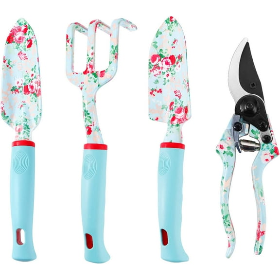 Gardening Tools, 4 PCS Heavy Duty Floral Garden Tool Set, HL Rustproof Aluminum Gardening Hand Tools,Gardening Gifts for Women Birthday, Gardening Kit