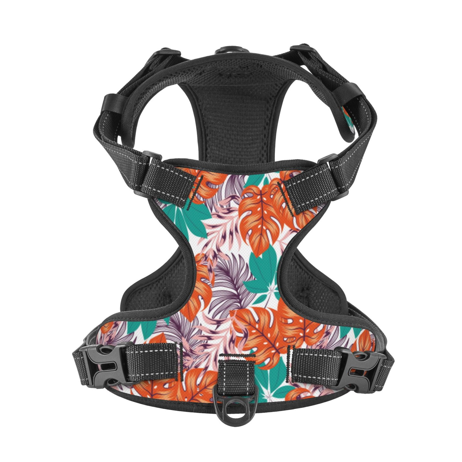 Kdxio Hawaiian Style Print No Pull Dog Harness Adjustable Reflective Oxford Easy Control Medium Large Dog Harness for Training and Everyday-Small