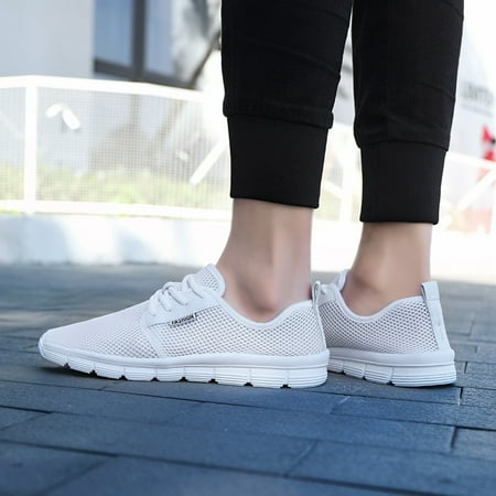 

HIBRO Couples Ladies Fashion Woven Mesh Lightweight Breathable Lace-up Sneakers