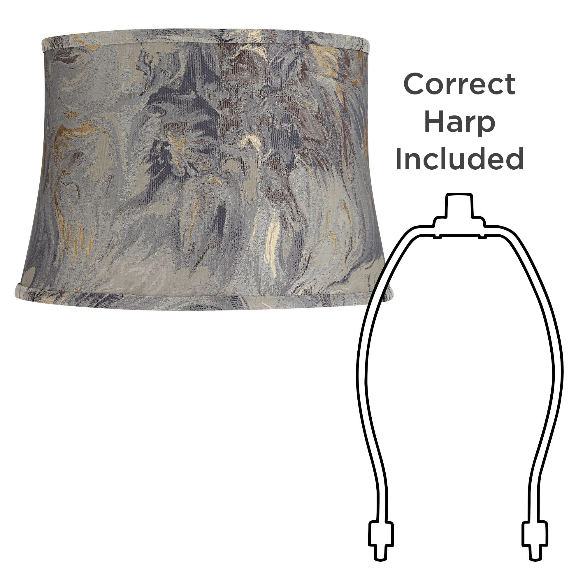 Springcrest 14" Top x 16" Bottom x 11" High x 11" Slant Print Lamp Shade Replacement Saba Cafe Drum Softback Washer Harp Finial