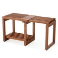 thumbnail image 2 of Erinnyees 29" Adjustable Shower Bench, Waterproof with Storage Shelf for Seniors, Teak, 2 of 8