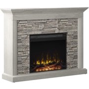 Rustic Wall Mantel Electric Fireplace with Stacked Stone Look