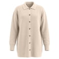 thumbnail image 4 of QIYAGBSA Soft Cardigan Sweaters for Women Ribbed Knit Button Down Lapel Collar Loose Mid Length Long Sleeve with Pockets Fall Winter Layer, 4 of 7