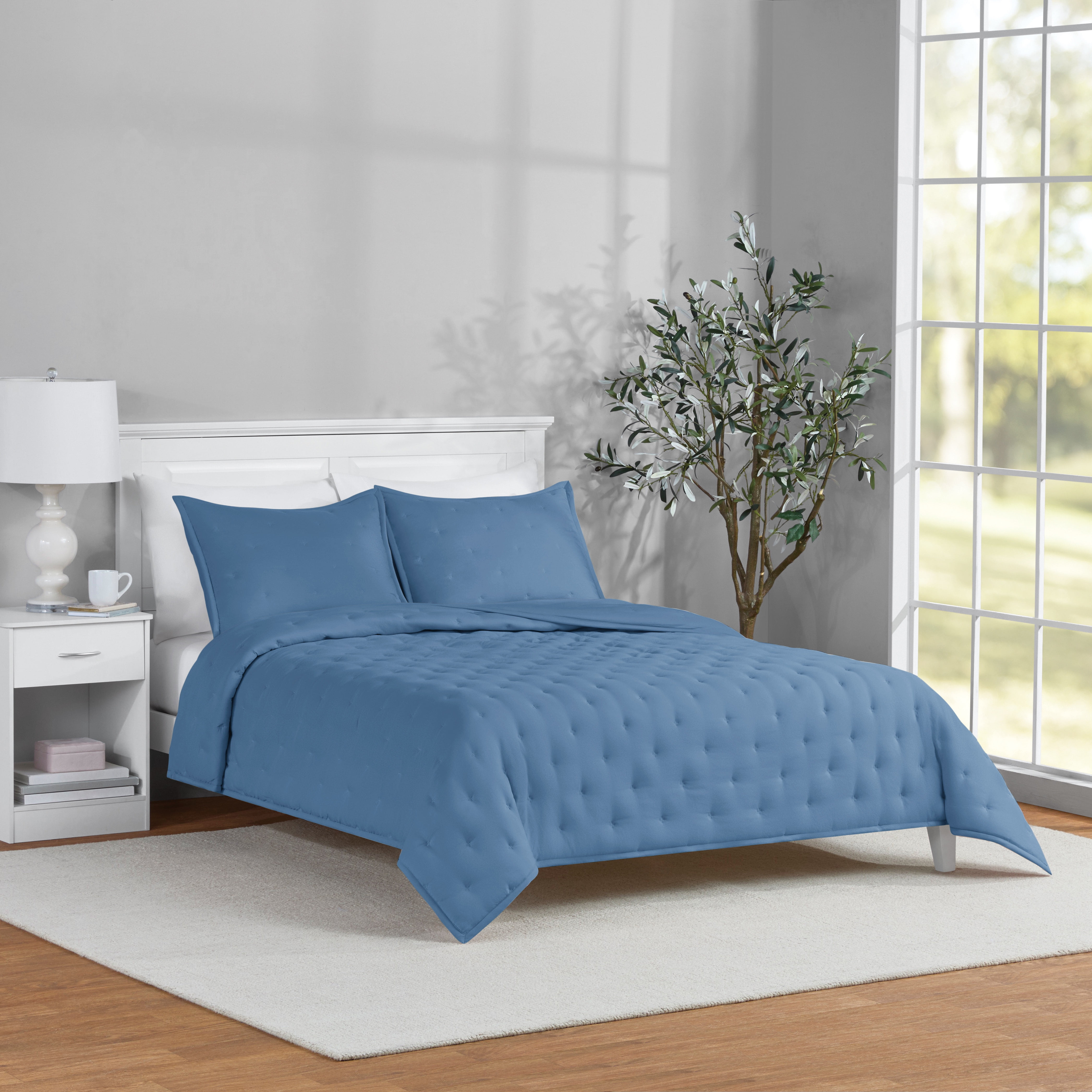 Mainstays King Comforter Set, Soft Lightweight & All Season, 3-Piece, Blue