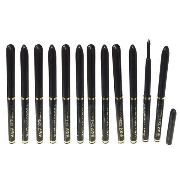 3x pieza 12 Lápiz delineador de ojos impermeable cosmético negro Lápices delineadores de ojos de larga duración SM SunniMix Lápiz delineador de ojos