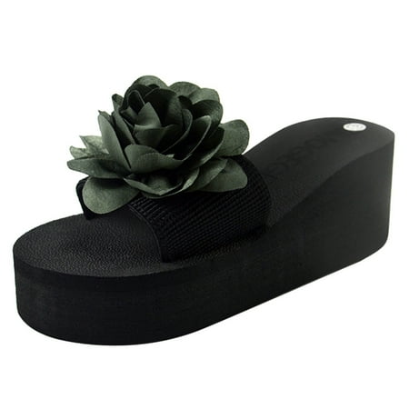

slipper for Women Women s Ladies Bohemia Flower Home Outdoor Wedges Beach Shoes Sandals Slippers Stretch Fabric