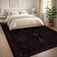 thumbnail image 3 of ODIKA 8'x10' Washable Area Rug Dark Red Black Celestial Floral Design Mystical Moon and Star Motif with Accents for Dining Room, Large Office, Lounge, Non-Slip Chair-Friendly Mat, 3 of 7