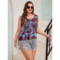 thumbnail image 2 of LARACE Plus Size Tops Summer Sleeveless Loose Fit Scooped Neck Pleated Front Tanks Top Blouse Shirts Flower55_3X, 2 of 8