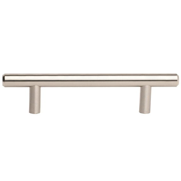 5 Pack Solid Metal Bar Pull / Handle, Brushed Nickel, 3-3/4" (96mm) Hole Centers, 6" Overall Length