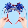 thumbnail image 3 of Patriotic Red White Blue Headband, Sparkly Tinsel & Star Hair Hoop for 4th of July Parties, 3 of 6