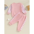 thumbnail image 5 of Baby Girls Boys Fall Outfits 6 12 18 24M Checkerboard Print Patchwork Long Sleeve Crew Neck Sweatshirts Long Pants 2Pcs Clothes Set, 5 of 10