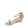 thumbnail image 3 of Women’s Rhinestone Wedge Sandals Open Toe Ankle Strap Dress Shoes Low Heel Sparkly Evening Party Sandals, 3 of 6