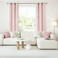 thumbnail image 5 of Flowpartex Buffalo Check Semi Sheer Curtain Panels Pink and White Plaid Textured Curtains Drapery, Farmhouse Grommet Window Drapes for Living Room Bedroom, 40"Wx63"L 2 Pieces, 5 of 7