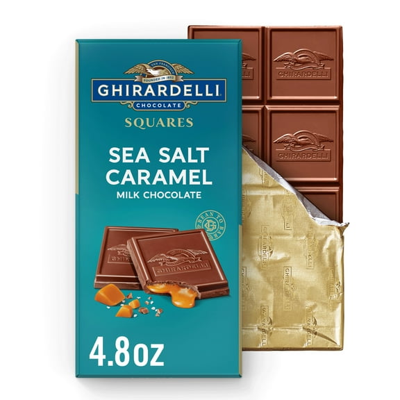 GHIRARDELLI Sea Salt Caramel Milk Chocolate Candy SQUARES Bar, 4.8 oz Bar